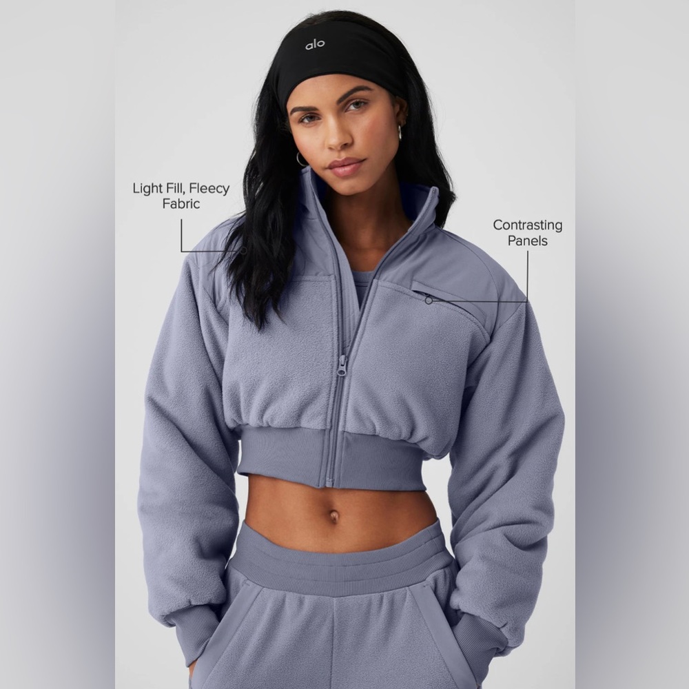 ALO YOGA Polar Fleece Cropped Wintry Mix Jacket- Fog